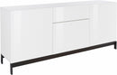 Credenza con piedi 3 Ante + 1 cassetto 170x40x73 cm Metis Bianco Lucido