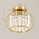 Plafoniera LED Moderna Design a Gabbia Ø27x19 cm con 18 Cristalli Struttura in Metallo Oro  