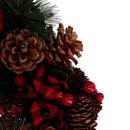 Coroncina rosso scozzese con pigne cm Ø33xh8