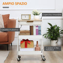 Carrello da Cucina Multiuso con Ruote Girevoli 2 Cesti Cassetto e Piano in Legno Bianco      
