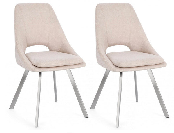 Lot de 2 chaises Kashar 45x49,5x85 cm en tissu beige acquista