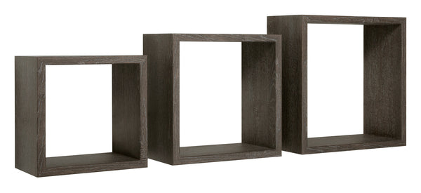 sconto Set 3 Mensole da Parete Cubo in Fibra di Legno Incubo Rovere Scuro