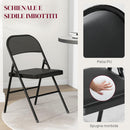 Set 4 Sedie Pieghevoli Imbottite 45x46x78 cm in Finta Pelle PU e Metallo Nero