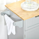 Carrello Isola da Cucina 2 Cassetti e Armadietto Piano in Legno 104x46x91 cm Grigio  