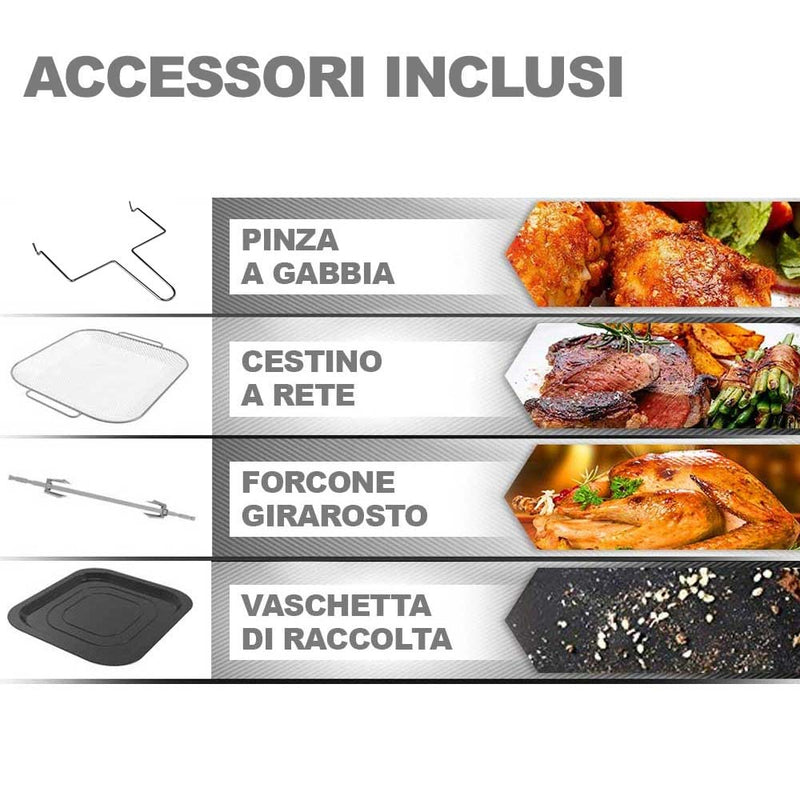 Friggitrice Ad Aria Calda 12Lt Aerofryer Digitale 1800W Frigge Cuoce Senza Olio Alpina