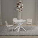  Tavolo Allungabile 90-194x90x76 cm Clerk Bianco Frassino Gambe Bianche