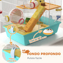 Gabbia per Criceti 45x28x37 cm con Ruota Casetta Ciotola Rampe e Serbatoio in Acciaio PS e PP Bianco e Azzurro      