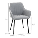 Set 2 Sedie Imbottite 59,5x56,5x81 cm in Lino Grigio Chiaro