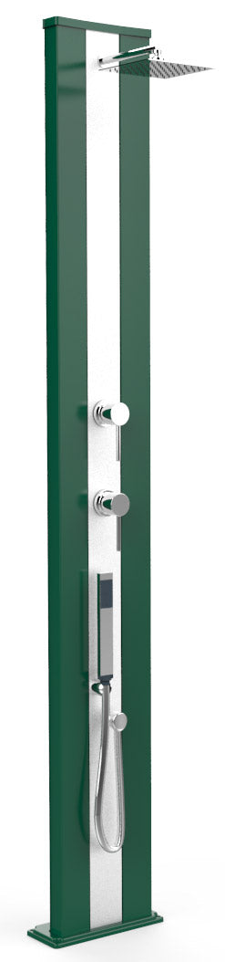 acquista Doccia Solare da Esterno Giardino 40L Miscelatore e Doccetta Mobile Arkema Dada S Fascia Inox Verde