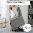 Poltrona Alzapersona Elettrica 80x94x104 cm in Similpelle Grigio