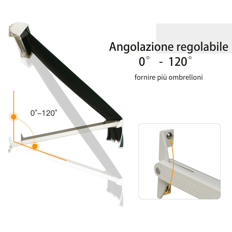 Tenda da Sole a Caduta 180×70 cm in Alluminio e Poliestere Verde