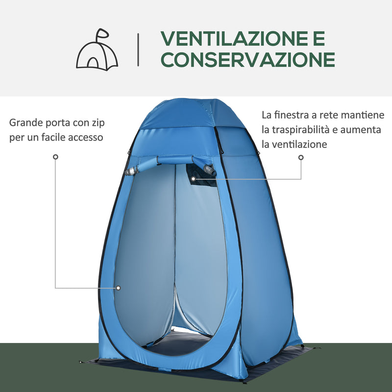 Tenda da Doccia Pop Up Impermeabile 126x124x189 cm con Porta a Cerniera Blu   