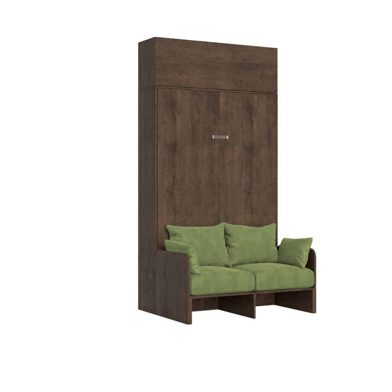 Letto Una Piazza E Mezzo A Scomparsa 120 Kentaro Con Divano E Pensile Noce e Verde      