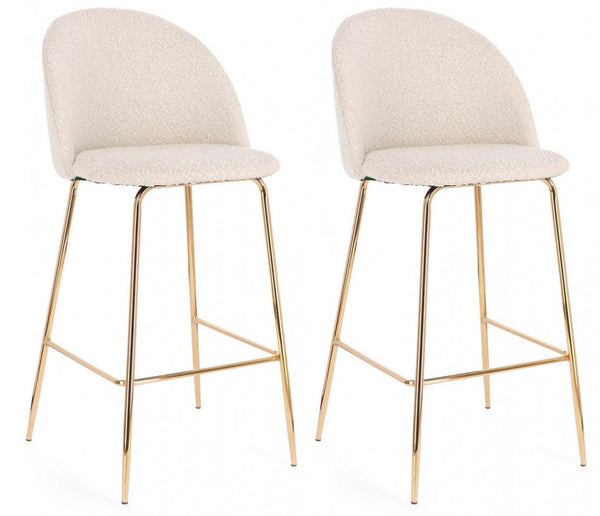 Lot de 2 tabourets 51x55x105 cm Carry en Bouclè Or et Ivoire acquista