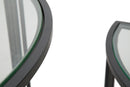 Console Dublino Coppia 81x40,5x82 - 71x35,5x72 cm in Ferro e Vetro Nero