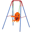 Altalena da Giardino 1 Posto in Acciaio e PP  Swing Blu e Arancio