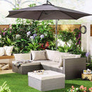 Set Salotto Divano da Giardino con Pouf Contenitore in Polyrattan Beige