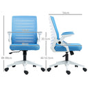 Sedia Poltrona Operativa da Ufficio 54x54x89-99 cm in Tessuto Poliestere Bianca e Azzurra