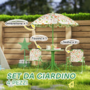 Set da Giardino per Bambini 2-5 Anni con Tavolino 2 Sedie e un Ombrellone Verde    