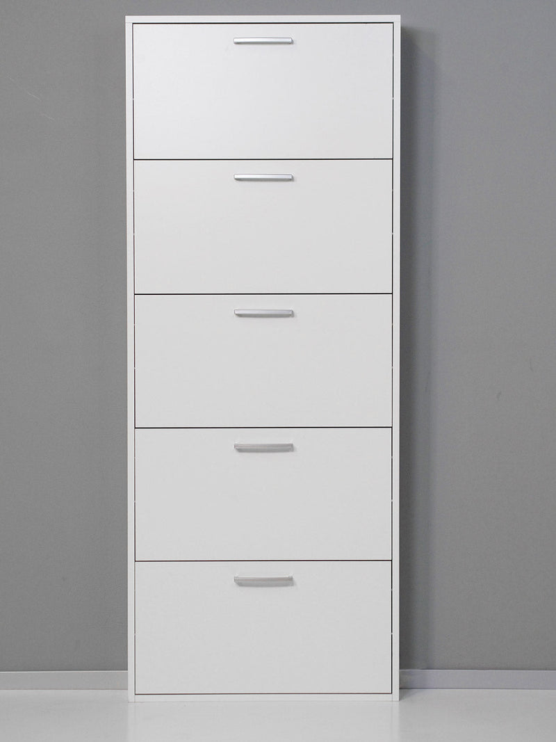 Scarpiera Salvaspazio 5 Ante 15 Paia 65x15x164 cm in Truciolare Nobilitato Bianca