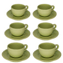 Set 6 Tazzine da Caffè con Piattino Ø7,5xh5 cm in Gres Porcellanato Juliet Verde Pastello