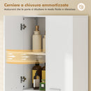 Mobile da Bagno 60x30x174 cm a 2 Ante con Cesto Portabiancheria a Ribalta e Ripiano Aperto in Legno Bianco      