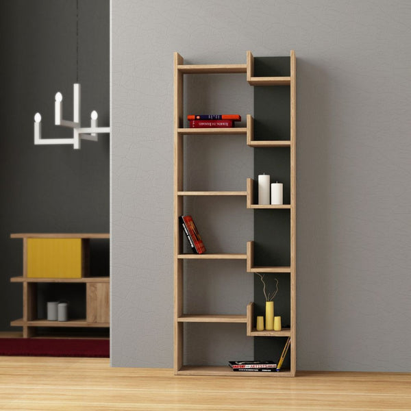 acquista Libreria 11 Ripiani 22x69x162,5 cm in MDF Oppa Rovere e Antracite