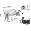 Panca Ghisa Lion 130x56x72 h cm in Legno Antracite