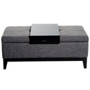 Cassapanca Imbottita con Vano Portaoggetti e Vassoio Grigio 107x50x44 cm 