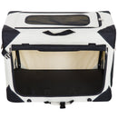 Trasportino Pieghevole per Cani e Gatti Crema nero 60x42x42 cm 