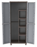 Armadio Portascope Modulare da Esterno 68x37,5x170 cm 2 Ante 4 Ripiani in Polipropilene Jrattan Tortora e Grigio