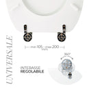 Copriwater Universale 37x43,5 cm in MDF Cerniere in Metallo Cromato Bianco Lucido