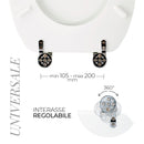 Copriwater Universale 37x43,5 cm in MDF Cerniere in Metallo Cromato Bianco Lucido