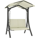 Dondolo da Giardino 2 Posti 150x120x182 cm con Tettuccio Regolabile Crema   