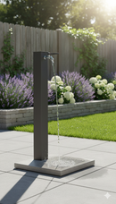Fontana da Giardino con Rubinetto e Base in Cemento Belfer 42/QBM Antracite