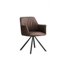 Set 2 Sedie Girevoli con Braccioli 59.5x61x84 cm in Poliestere Breval Marrone Scuro