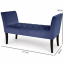 Panca Fondoletto Ingresso 111x40x60 cm con Piedi in Legno e Rivestimento Velluto Blu     