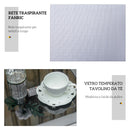 Set di 2 Lettini Prendisole 59x169x66 cm e Tavolino con Piano in Vetro Grigio Chiaro      