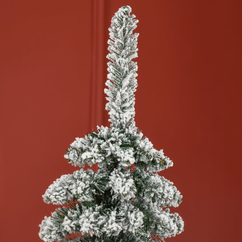 Albero di Natale Innevato Slim 180 cm con 395 Rami in Metallo e Plastica Verde      