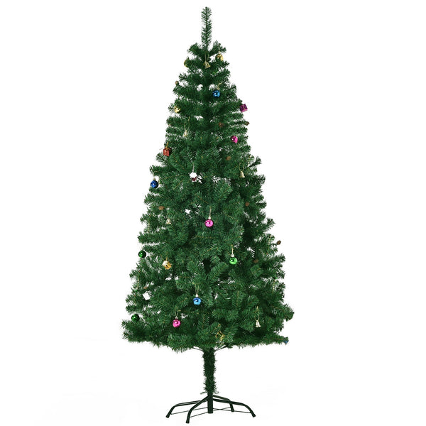 Sapin de Noël Artificiel 180 cm PVC Boules et Décorations en Fer prezzo