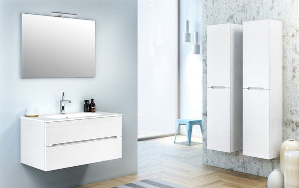 prezzo Meuble de Salle de Bain Suspendu 91cm TFT Swing Blanc Chromé