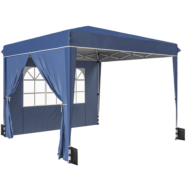 Gazebo Pieghevole 3x3 m con Pareti e Altezza Regolabile Protezione UV 50+ Blu Scuro acquista