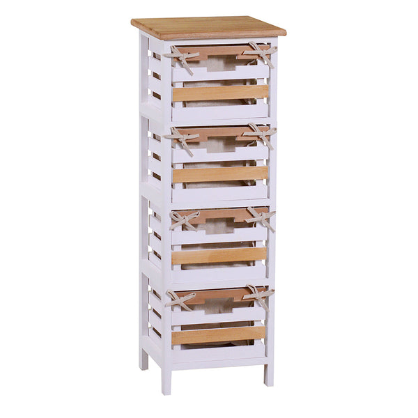 sconto Commode 4 tiroirs en bois 30x27x85cm Matilda Noyer clair et blanc