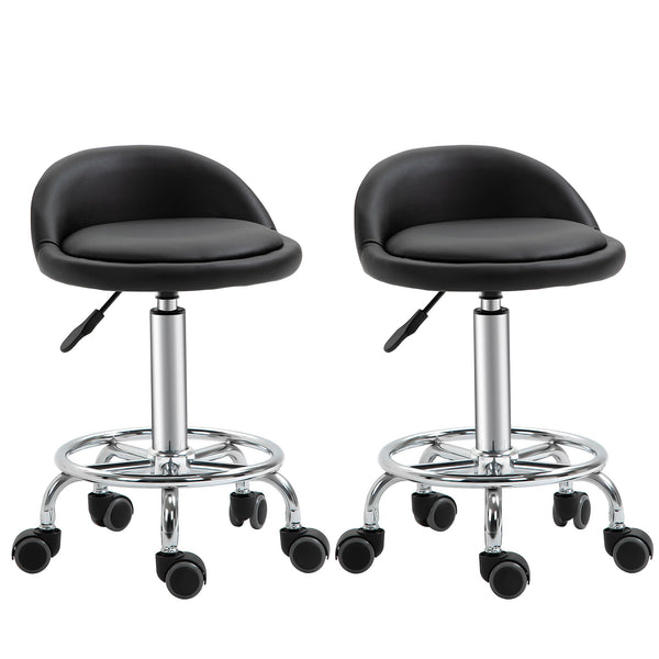 Set 2 Tabourets Pivotants à Roulettes 38x38x57-72 cm en Simili Cuir Noir prezzo