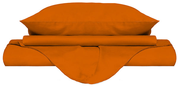 sconto Housse de couette double avec sac et taies d'oreiller Uni Orange
