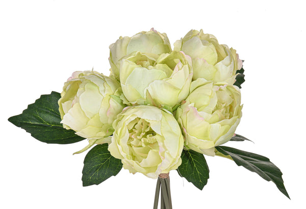 sconto Lot de 3 bouquets de pivoines avec 6 fleurs artificielles hauteur 28 cm vert