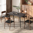 Tavolo da Pranzo Allungabile per 6-8 Persone 120-160x75cm con Piano Effetto Legno in MDF Gambe in Acciao Grigio      