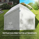 Tendone da Giardino Gazebo per Feste 598x394x302 cm con Finestre e 4 Pareti Laterali Rimovibili in Acciaio e PE Bianco      