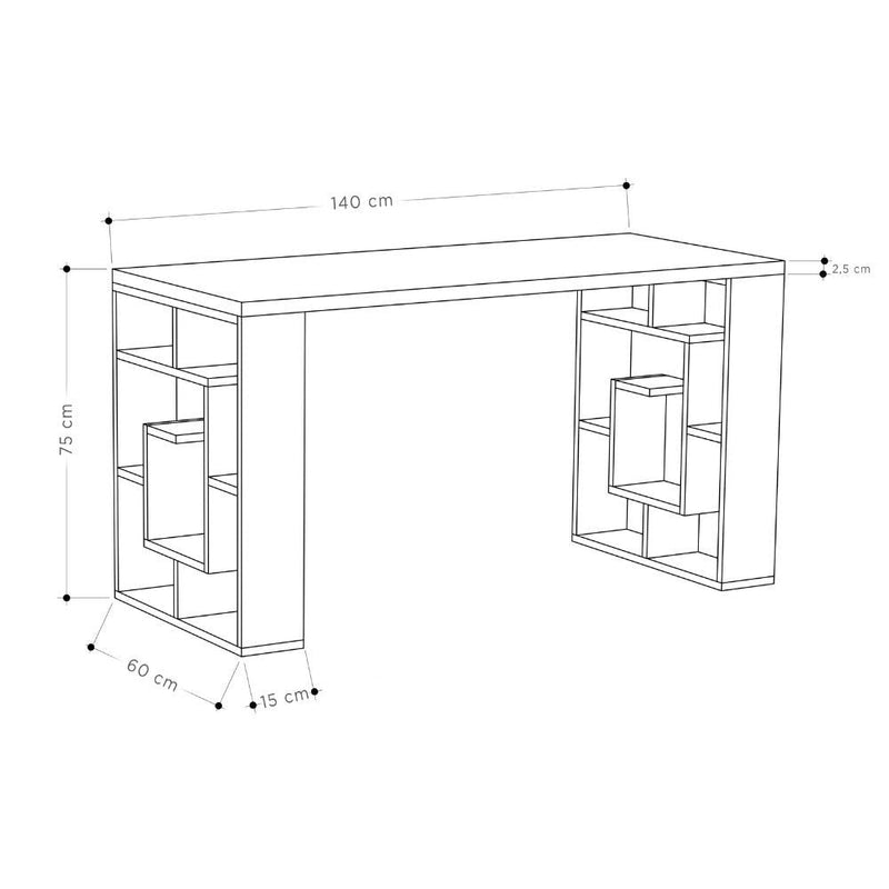 Scrivania 140x75x60 cm in MDF Labirent Rovere e Bianco