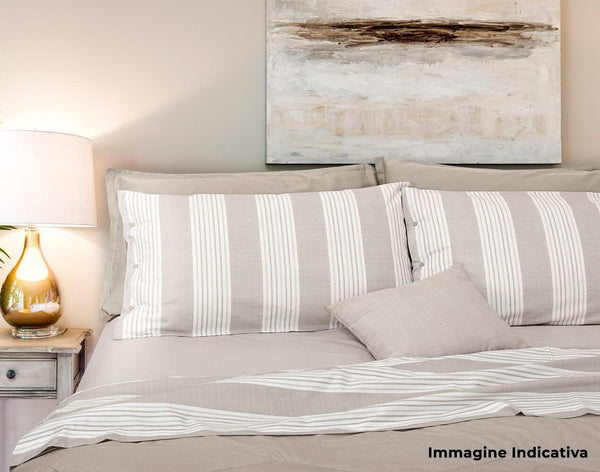 prezzo Ensemble de draps en coton dessus et dessous avec coins gris rayés Cober et taies d'oreiller différentes tailles